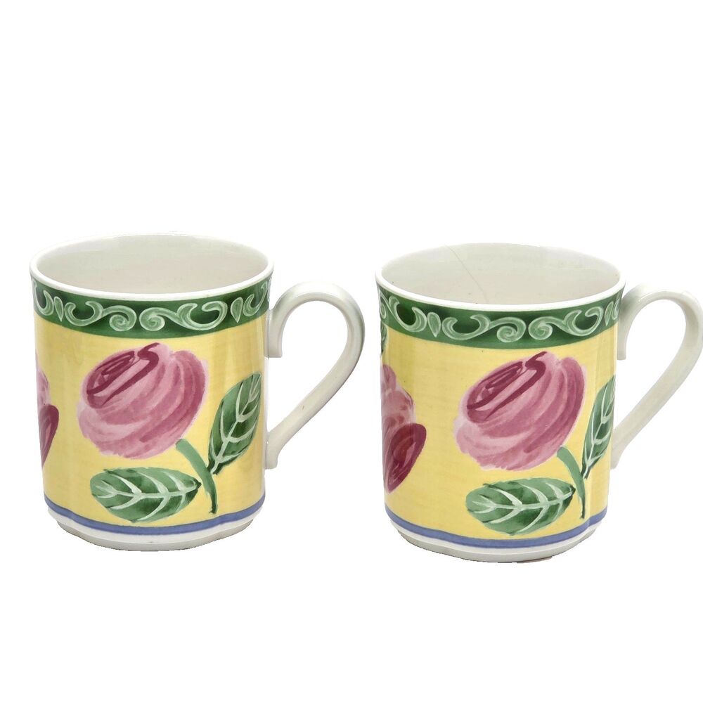 Villeroy And Boch Switch "A Rose" Set Of 2 Nice 3 3/8" Mugs VGC